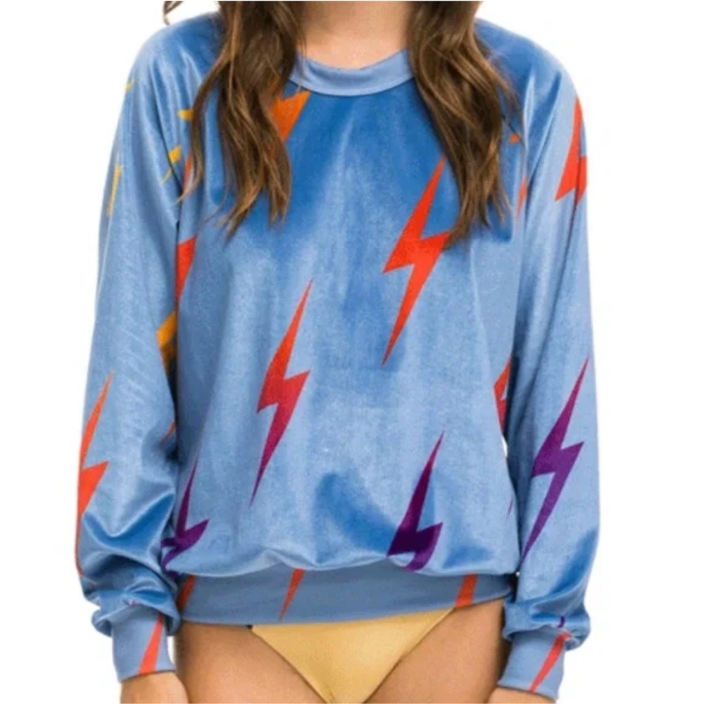 Wildfox Blue Lightning Bolt Sweatshirt